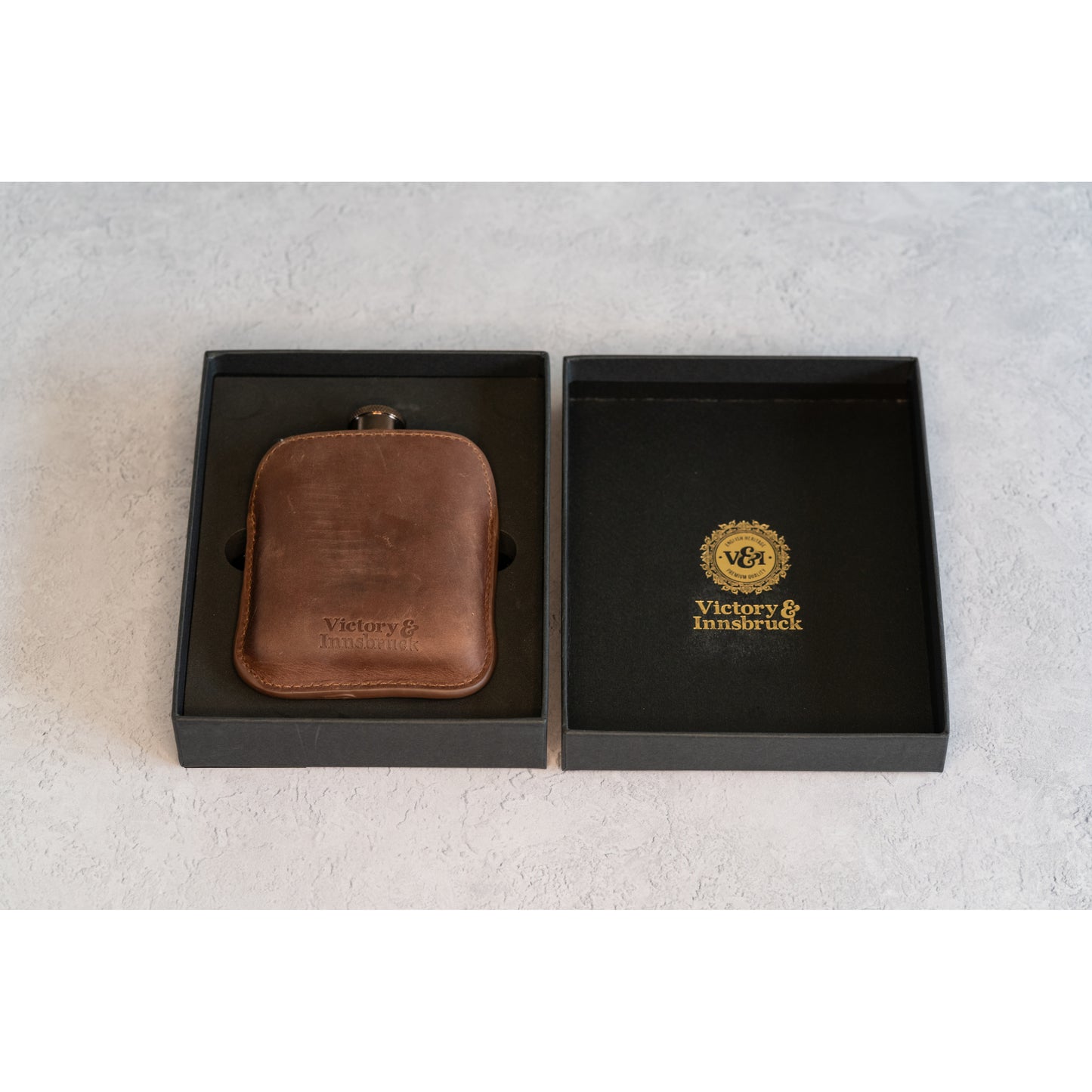 Full Grain Leather Cased Hip Flask | Full Brown Leather | Copper Flask