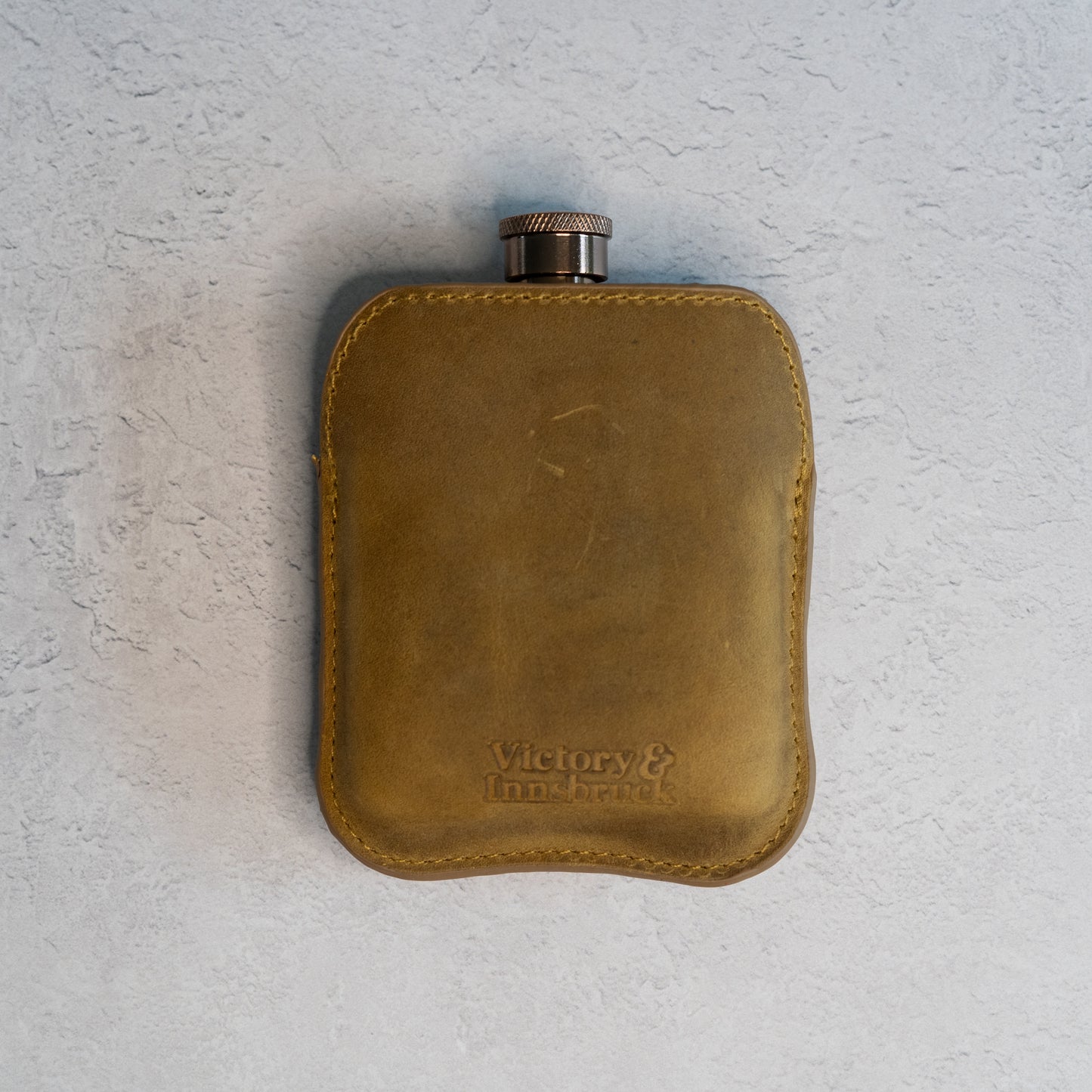 Full Grain Leather Cased Hip Flask | Full Tan Brown Leather | Copper Flask