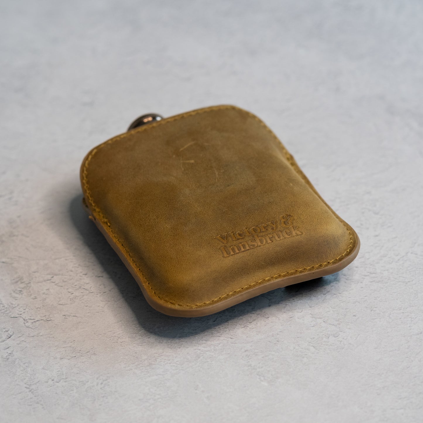 Full Grain Leather Cased Hip Flask | Full Tan Brown Leather | Copper Flask