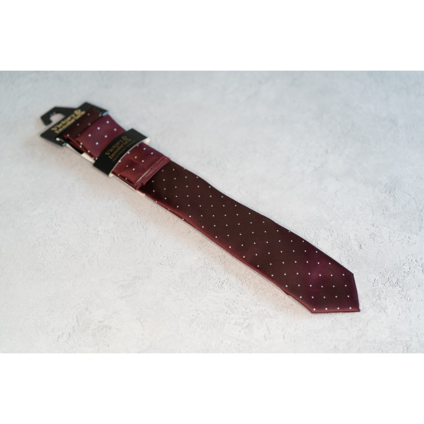 BURGUNDY RED POLKA DOT TIE SET