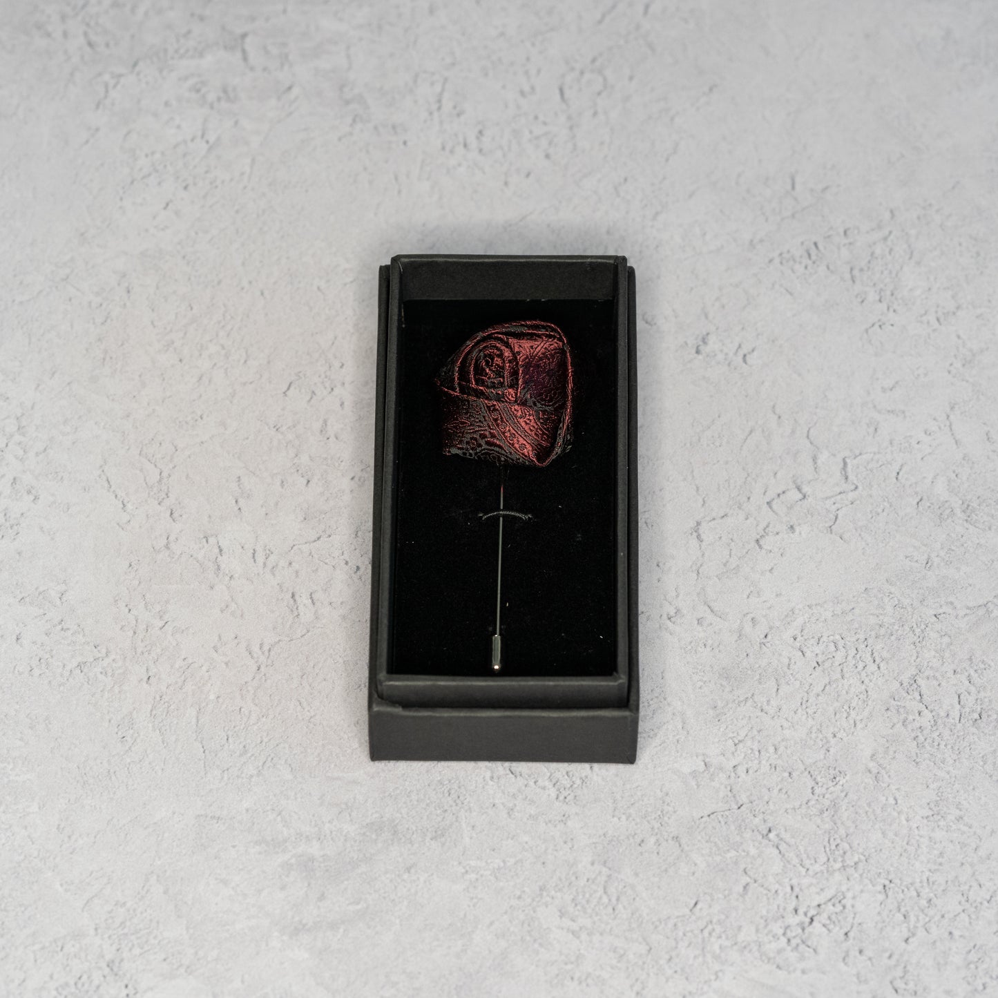 Burgundy Red Paisley Floral Lapel Pin