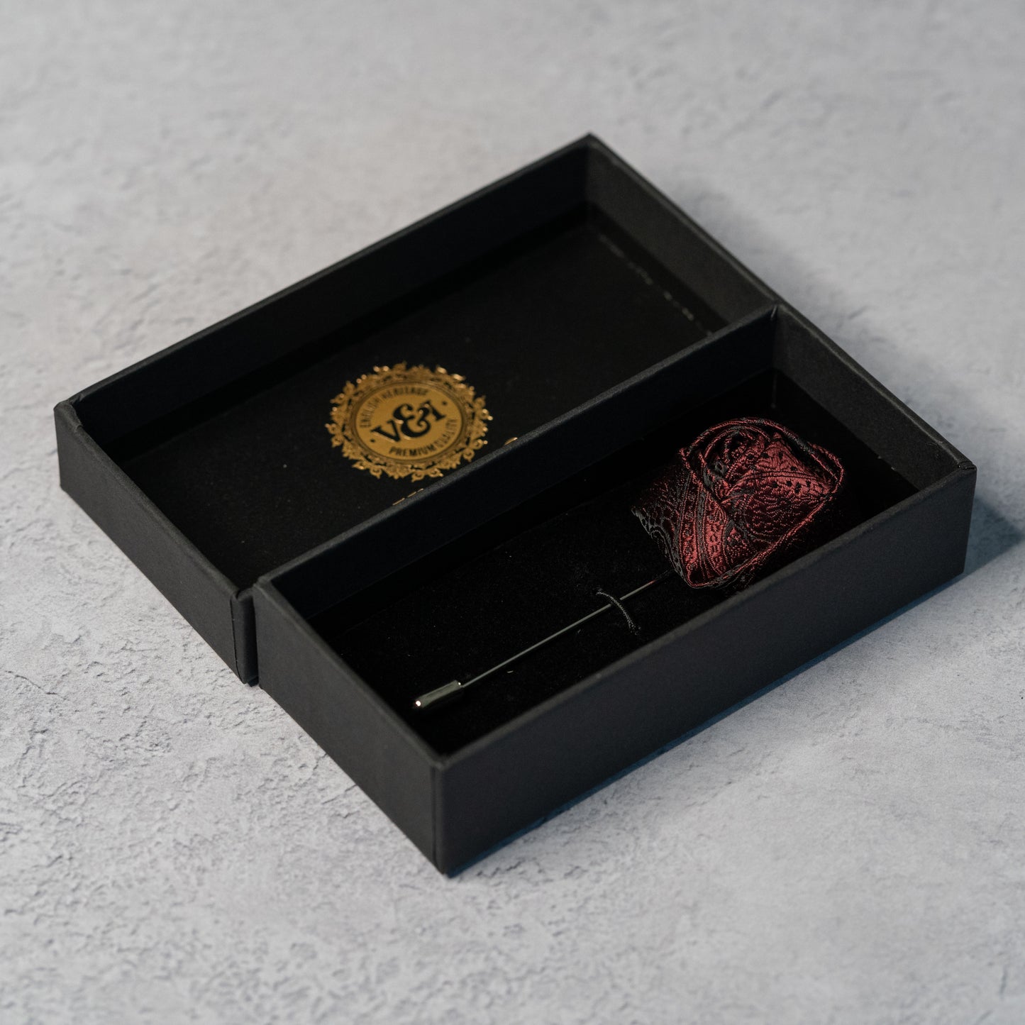 BURGUNDY RED PAISLEY TIE SET