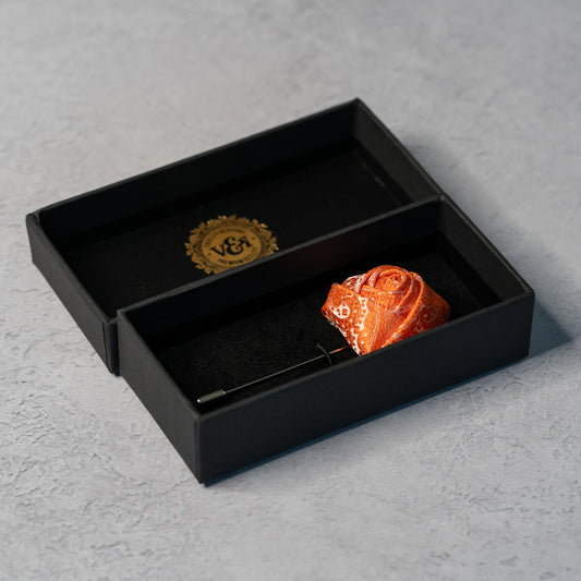 Coral Orange Paisley Floral Lapel Pin
