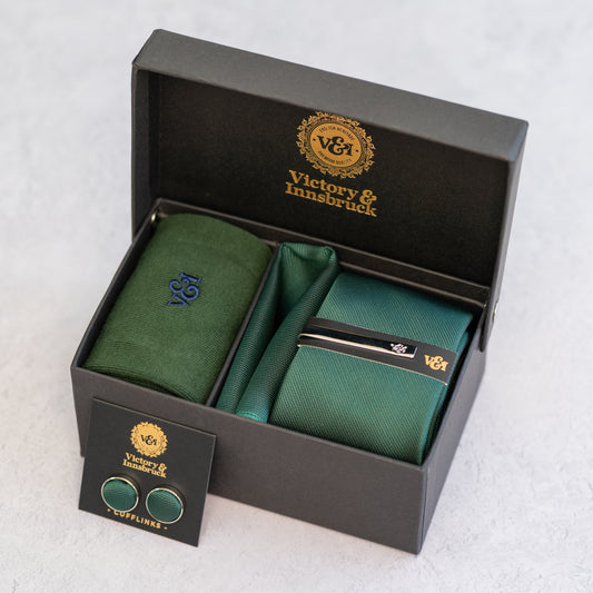 EMERALD GREEN TEXTURED TIE SET