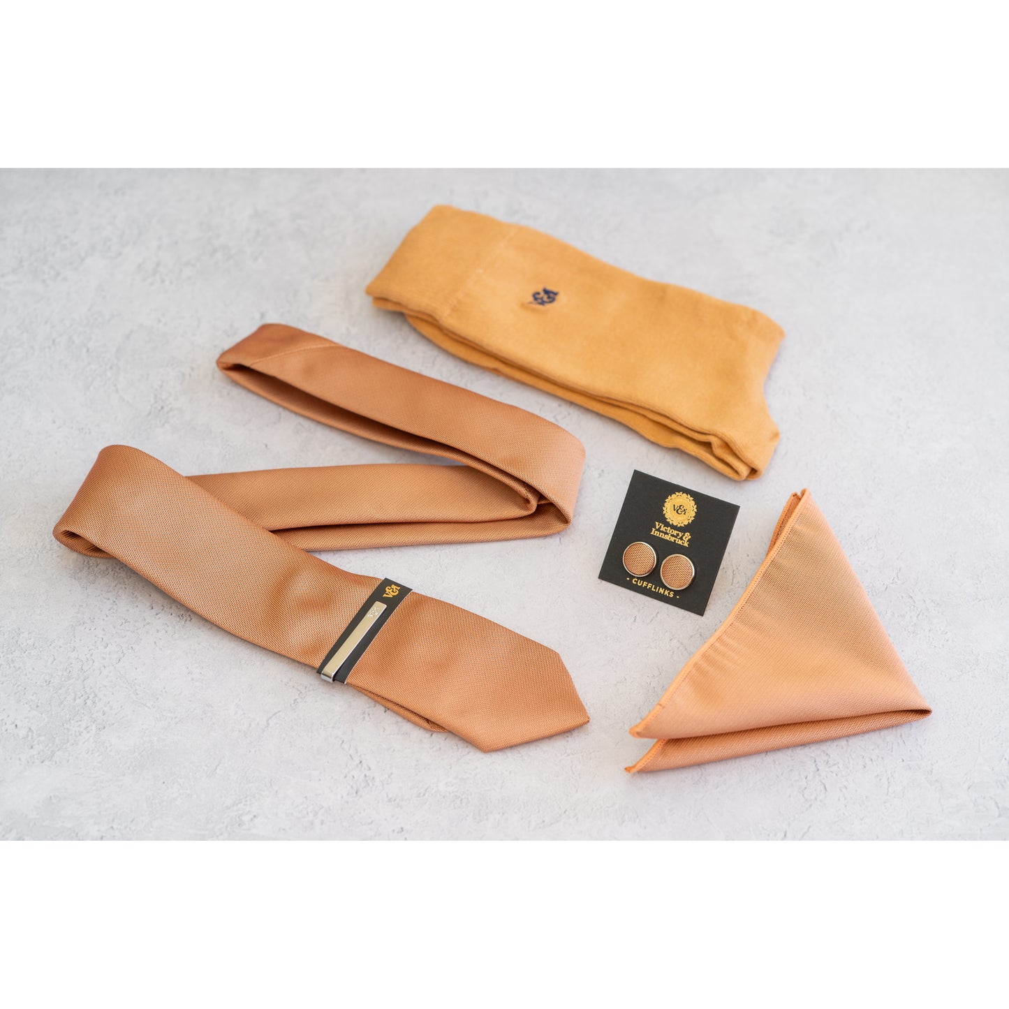 BURNT PEACH TEXTURED TIE SET
