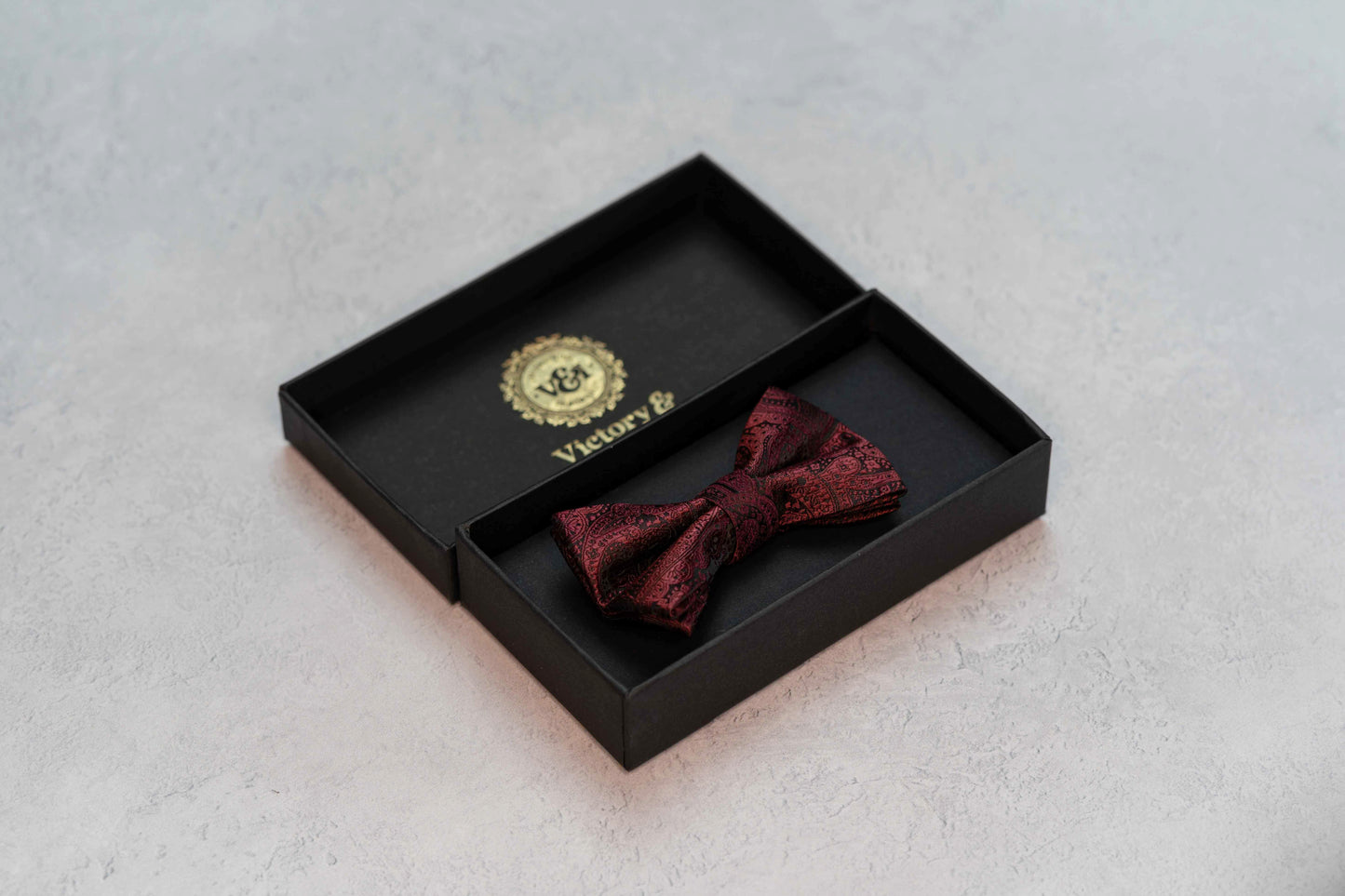 BOY'S BURGUNDY RED PAISLEY BOW TIE