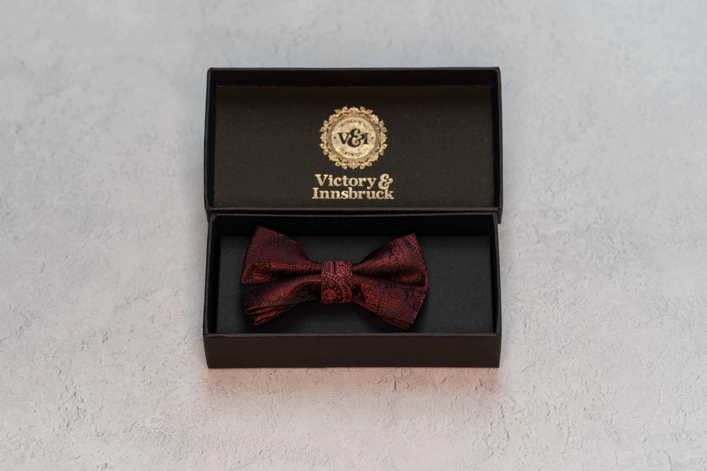 BOY'S BURGUNDY RED PAISLEY BOW TIE