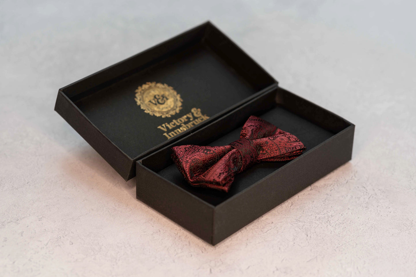 BOY'S BURGUNDY RED PAISLEY BOW TIE