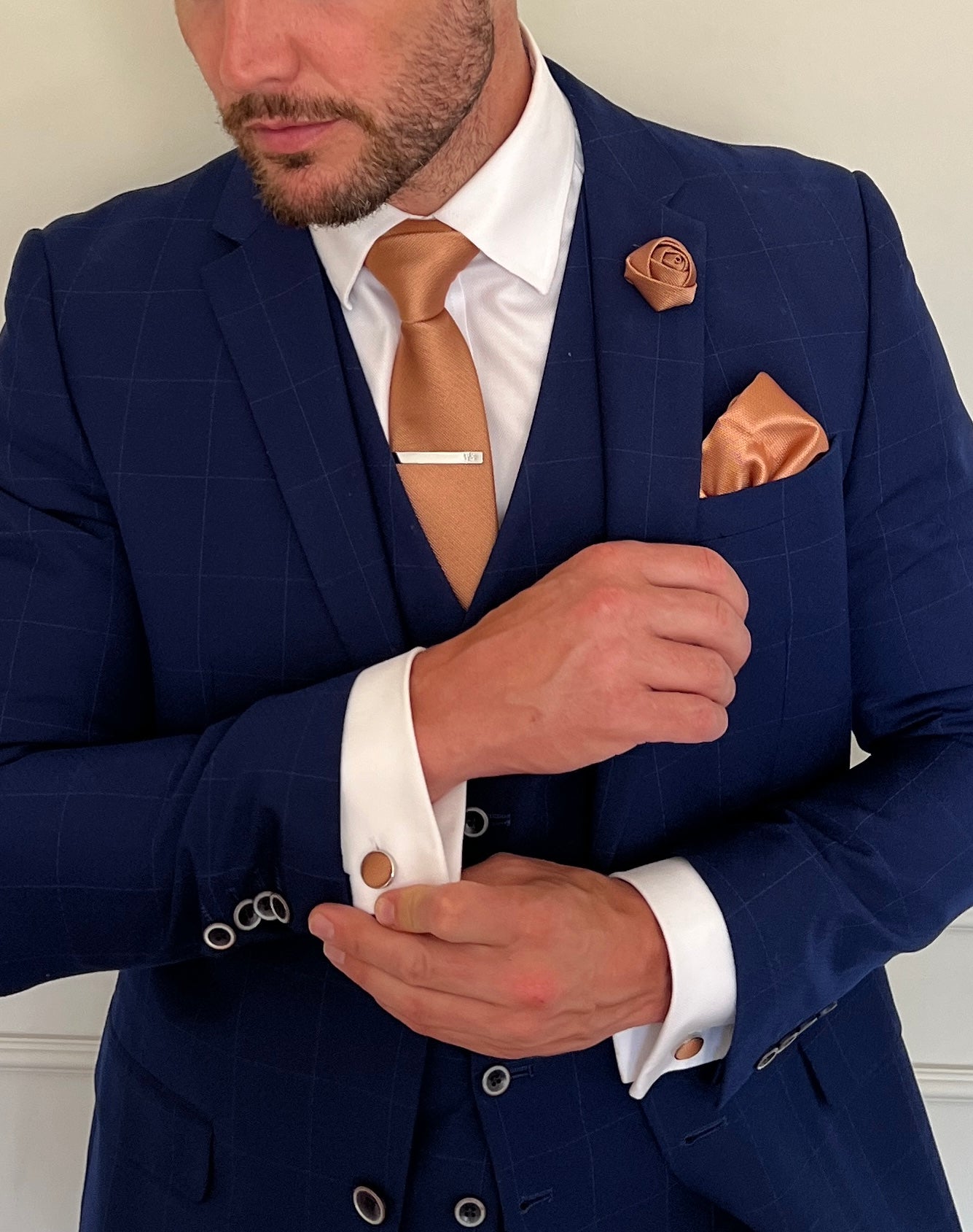 BURNT PEACH TEXTURED TIE SET