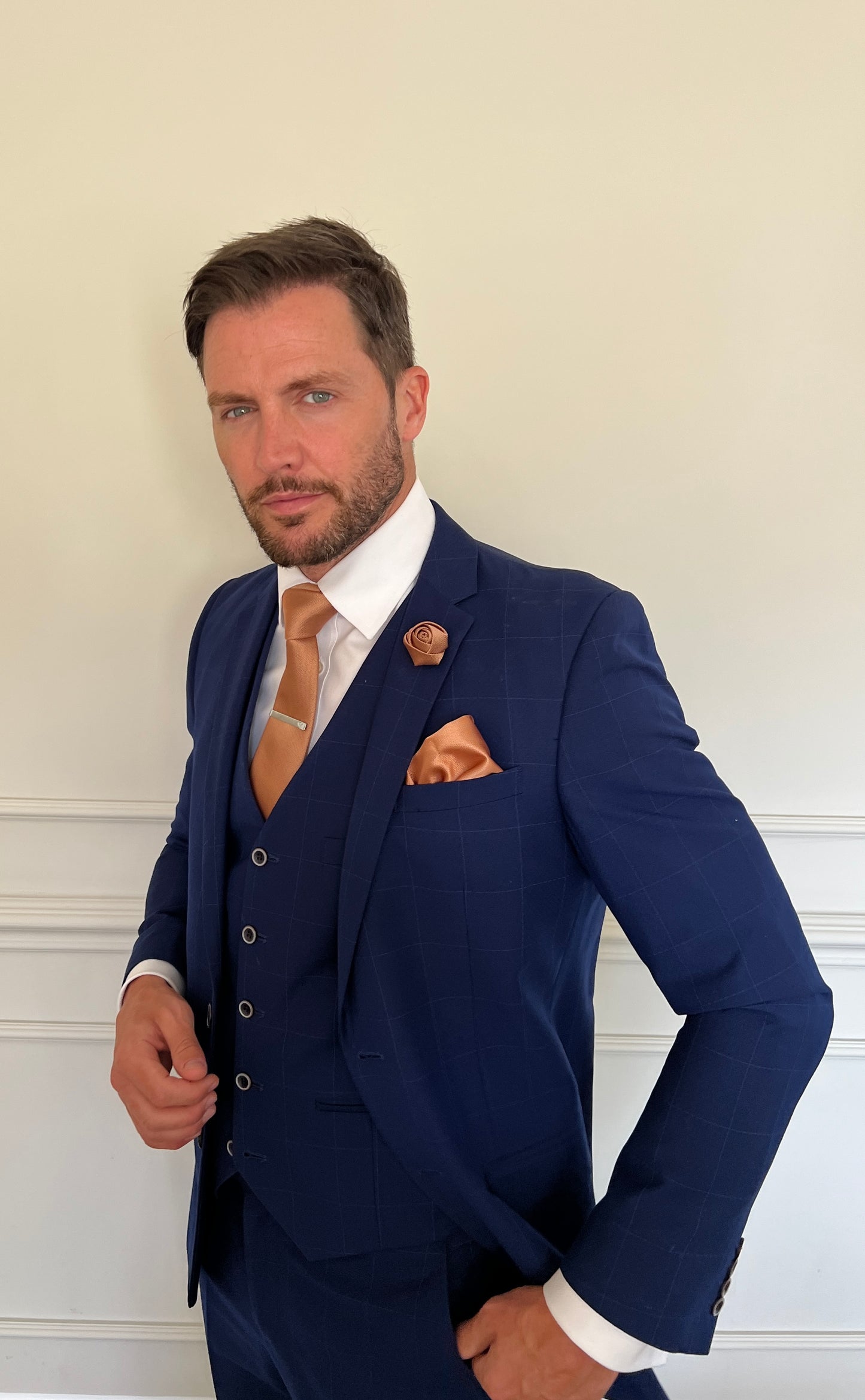 BURNT PEACH TEXTURED TIE SET