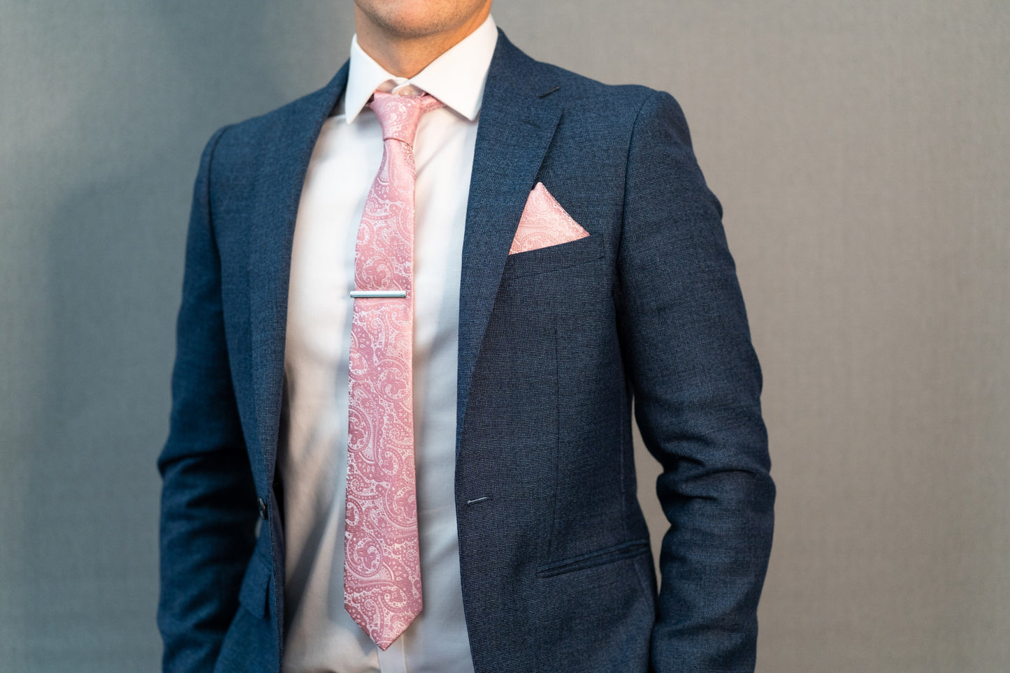 DUSTY PINK PAISLEY TIE SET