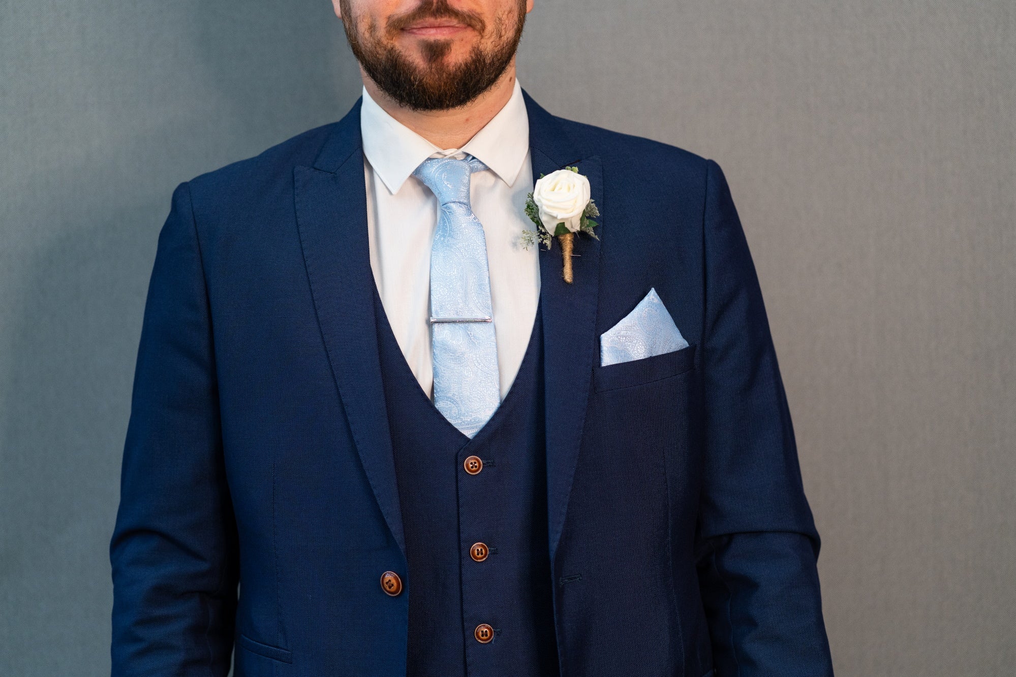 LIGHT BLUE PAISLEY TIE SET