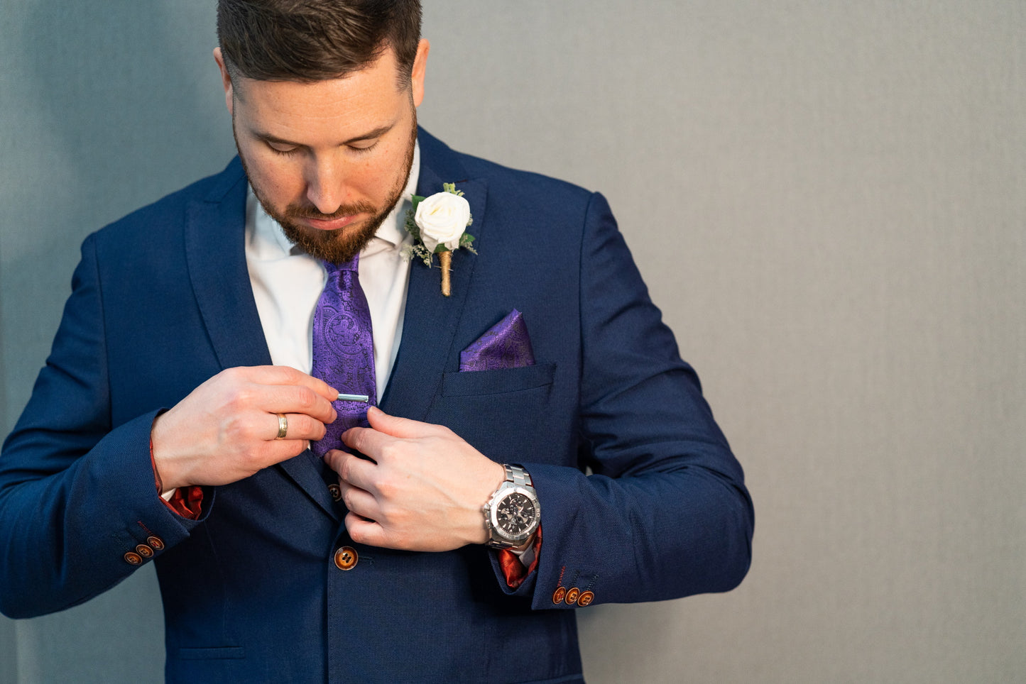 CADBURY PURPLE PAISLEY TIE SET