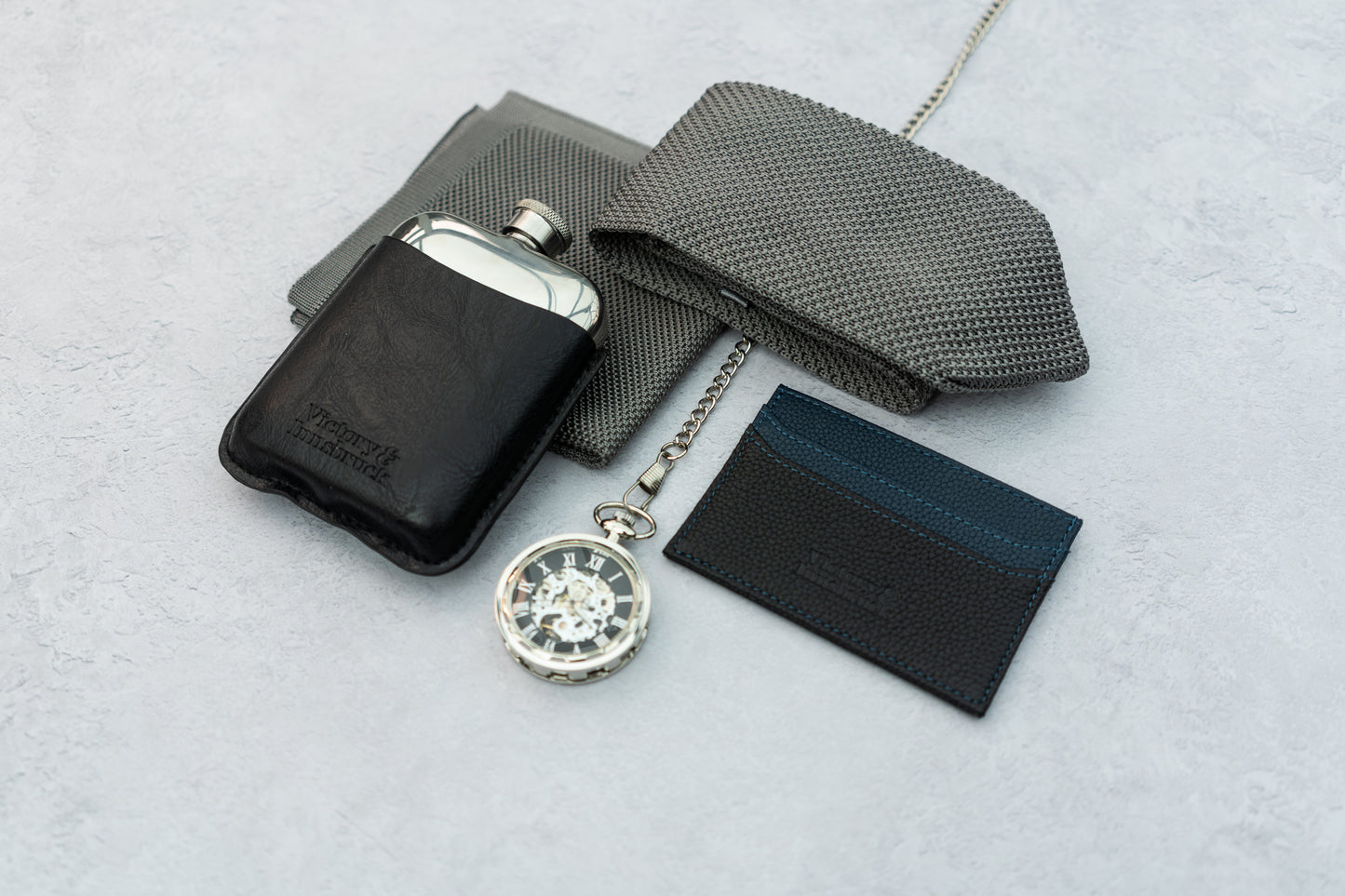 Leather Cased Hip Flask | Black Leather | 6oz Stainless Steel