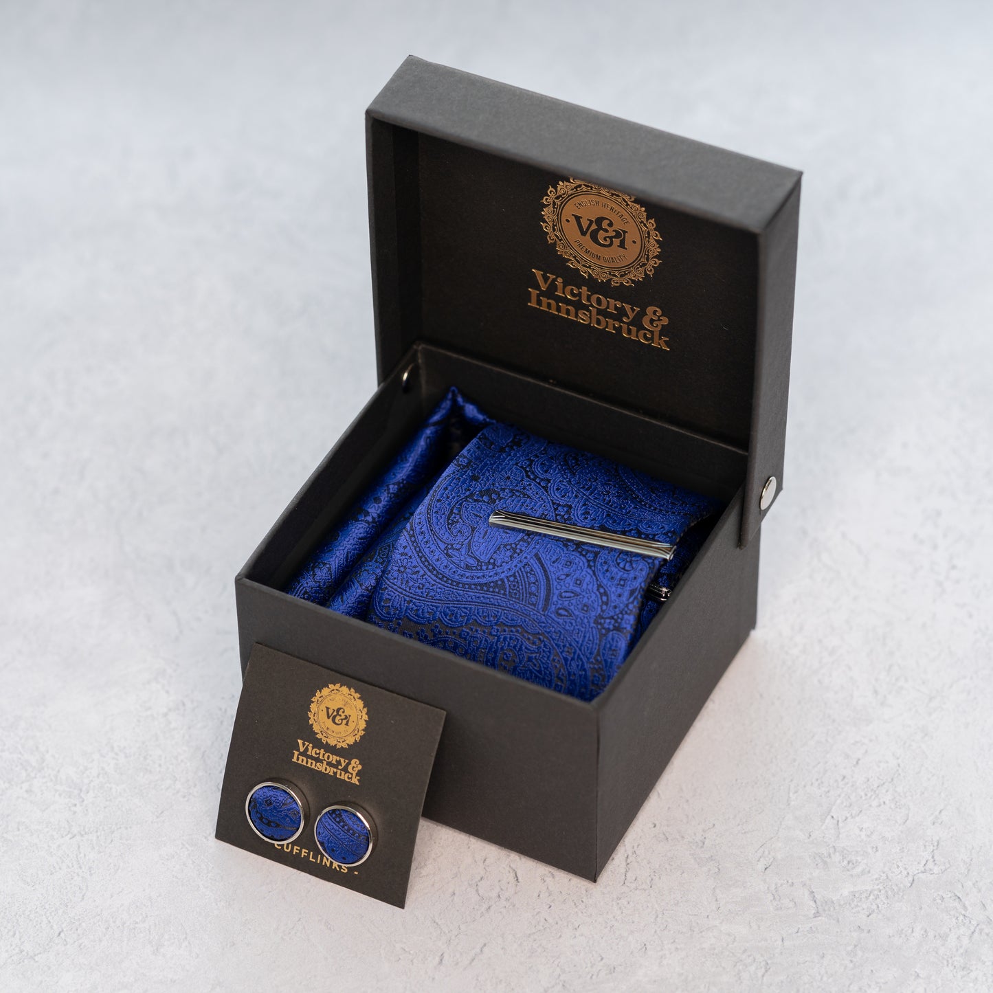 ROYAL BLUE PAISLEY TIE SET