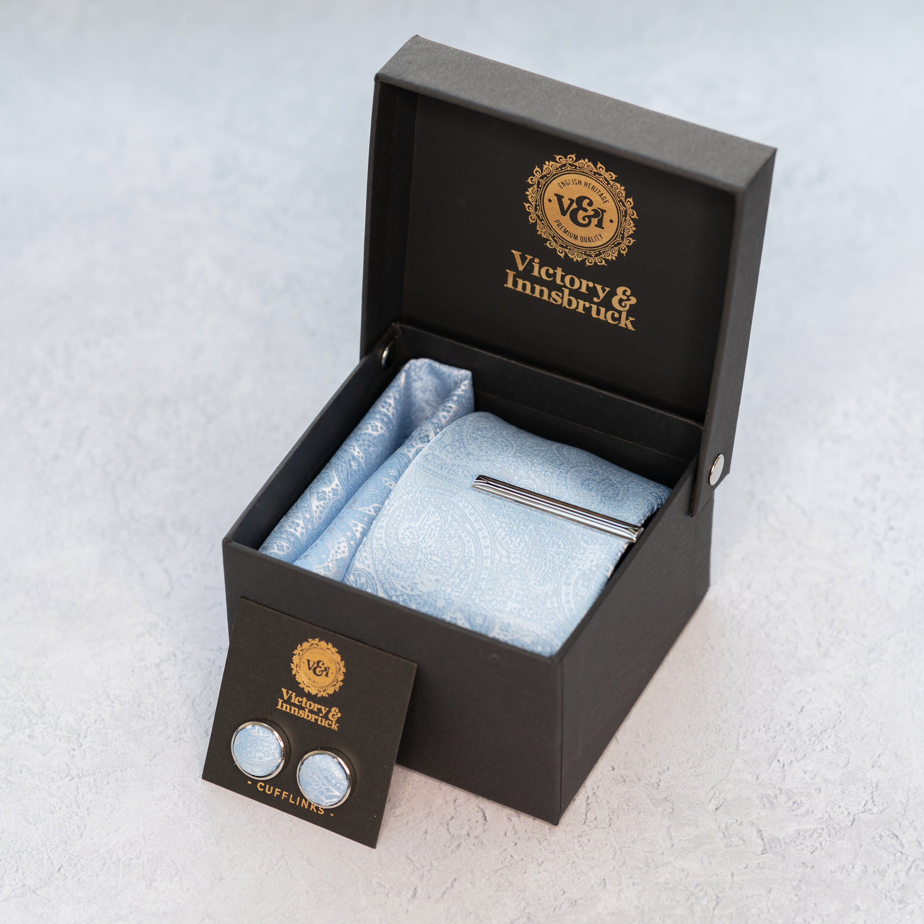 LIGHT BLUE PAISLEY TIE SET