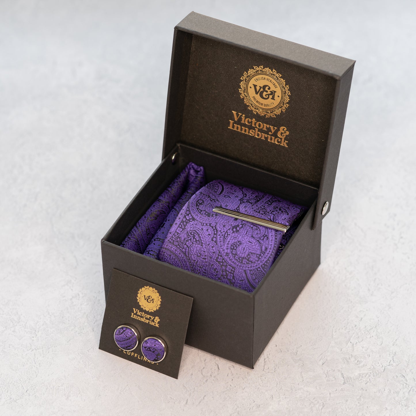 CADBURY PURPLE PAISLEY TIE SET