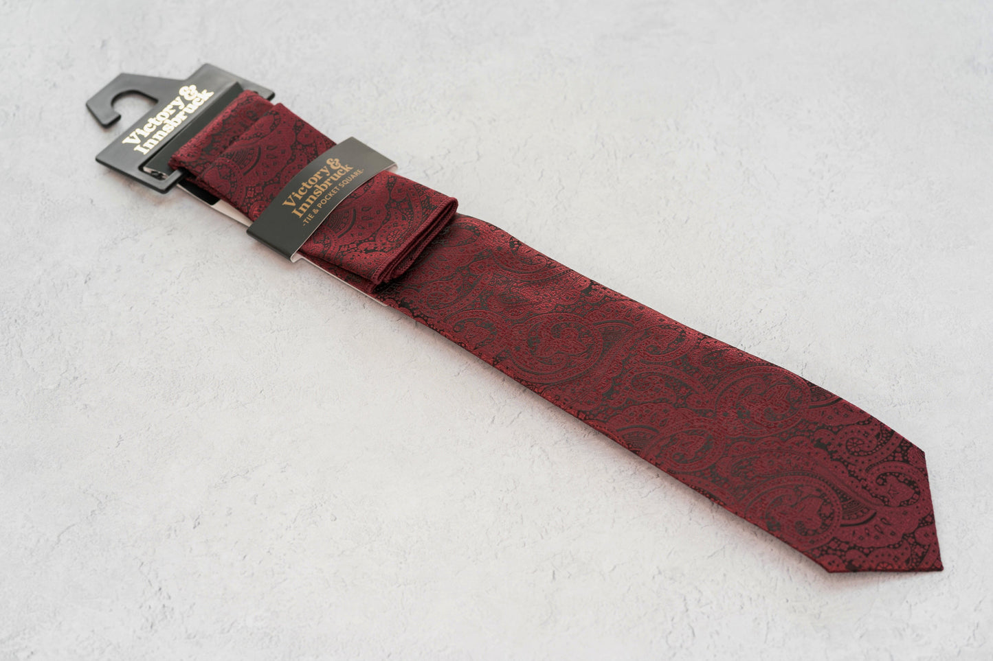 BOY'S BURGUNDY RED PAISLEY TIE & POCKET SQUARE