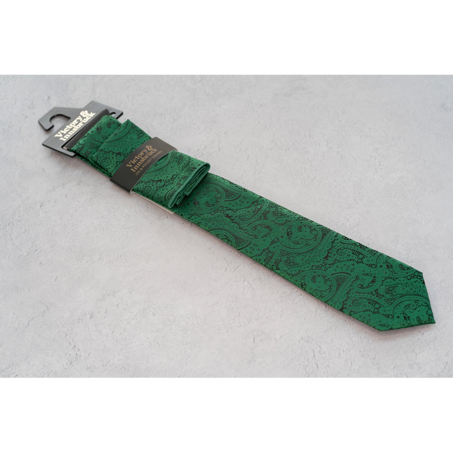 FOREST GREEN PAISLEY TIE SET