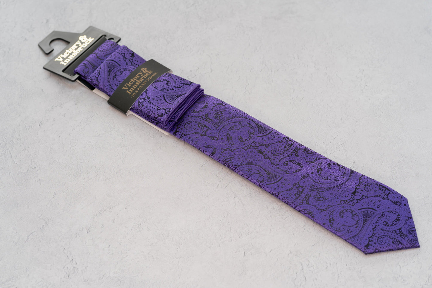 BOY'S CADBURY PURPLE PAISLEY TIE & POCKET SQUARE