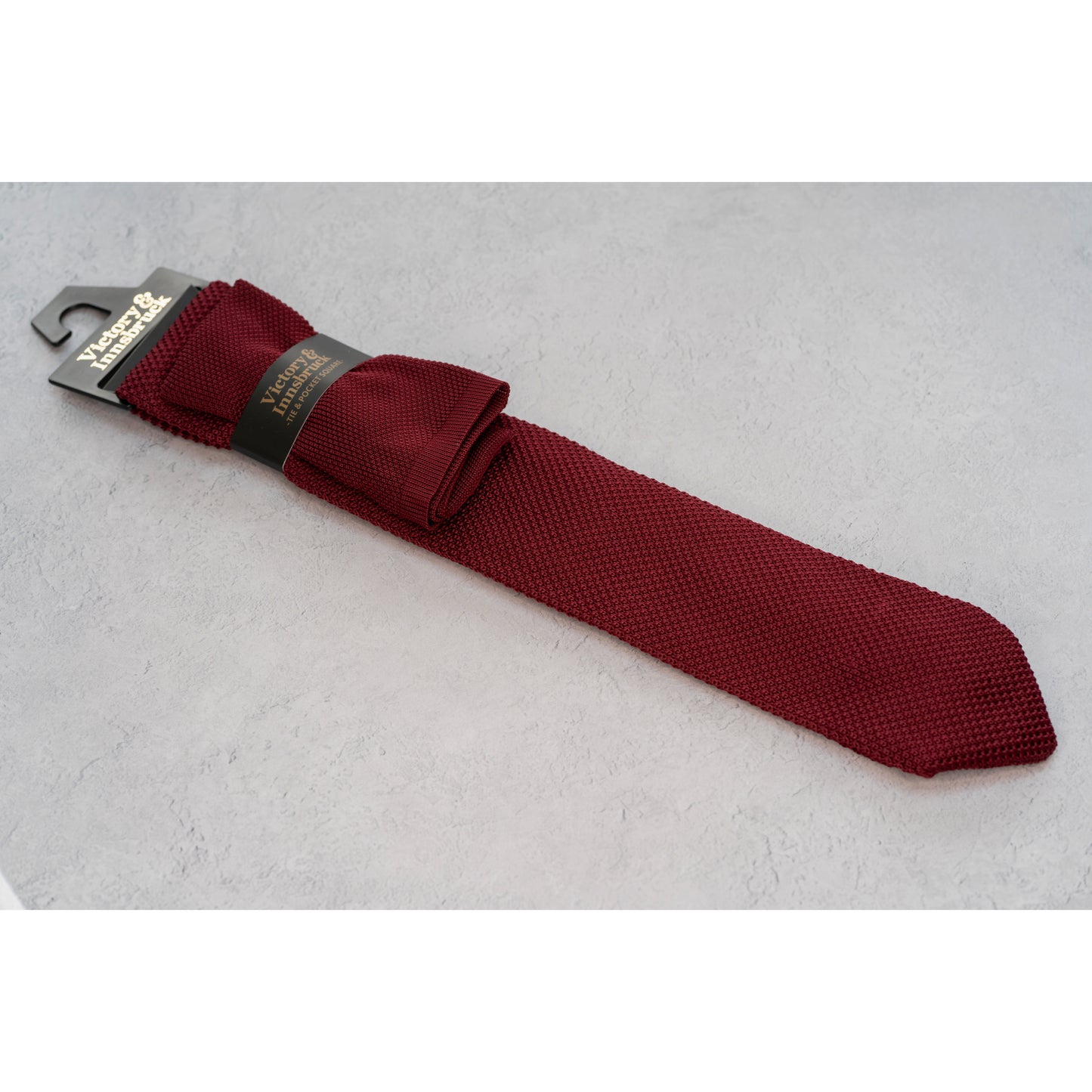 BURGUNDY RED KNITTED TIE SET