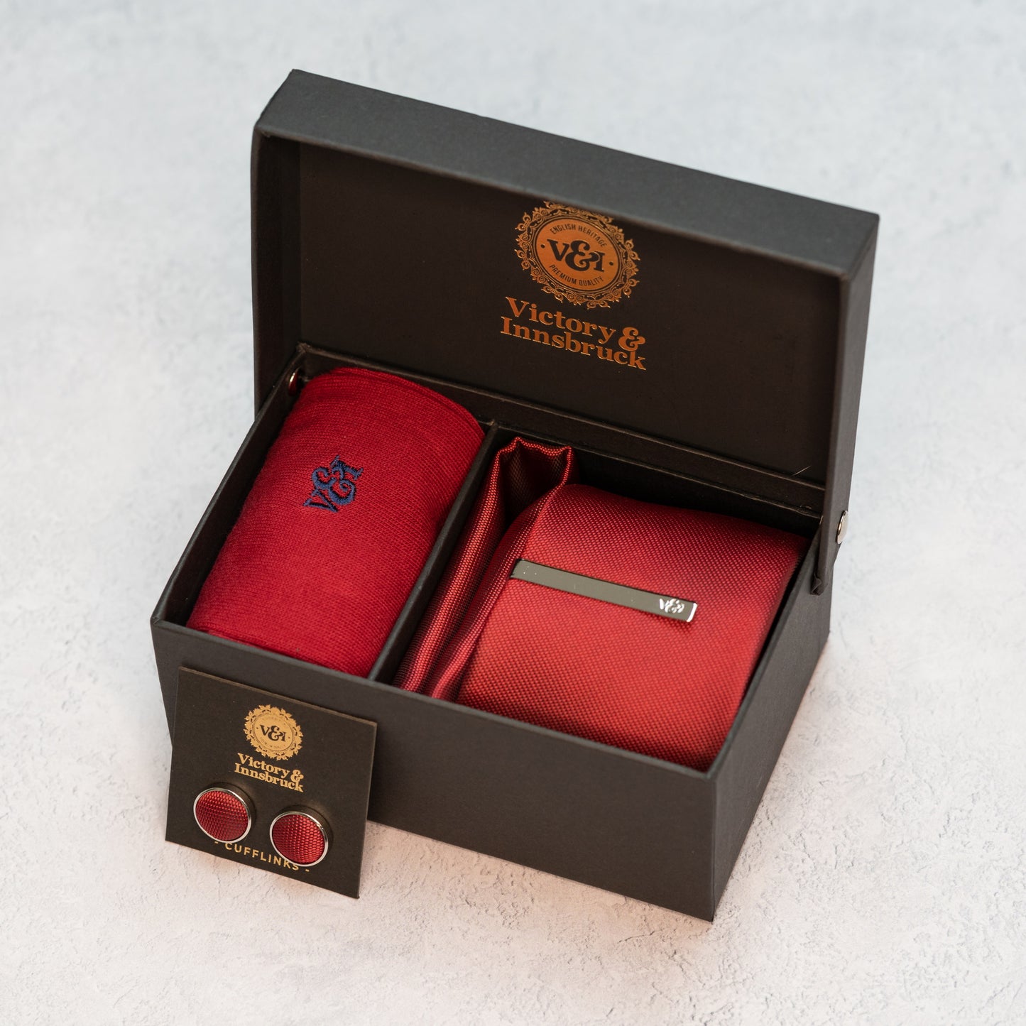 RED TEXTURED TIE SET