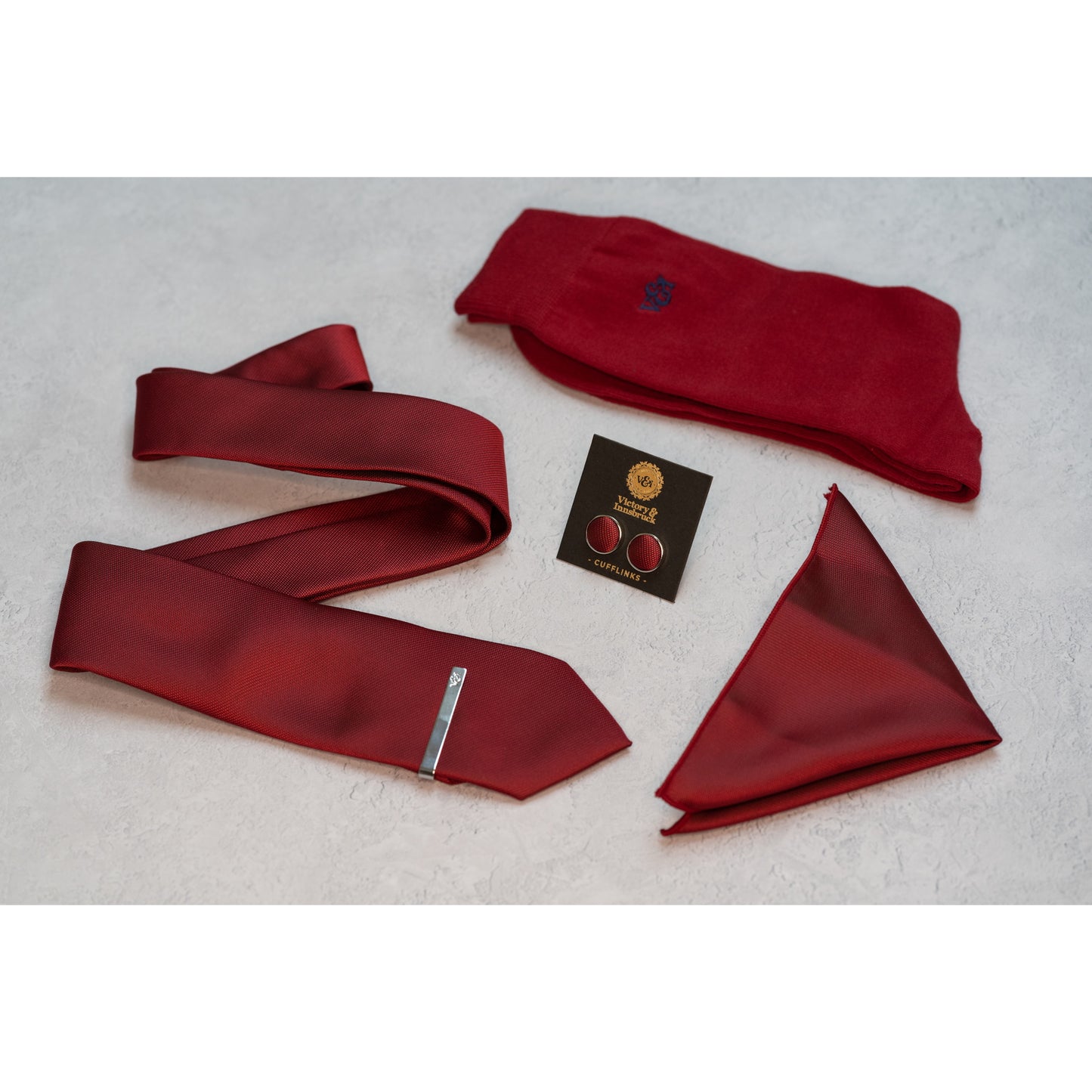 RED TEXTURED TIE SET