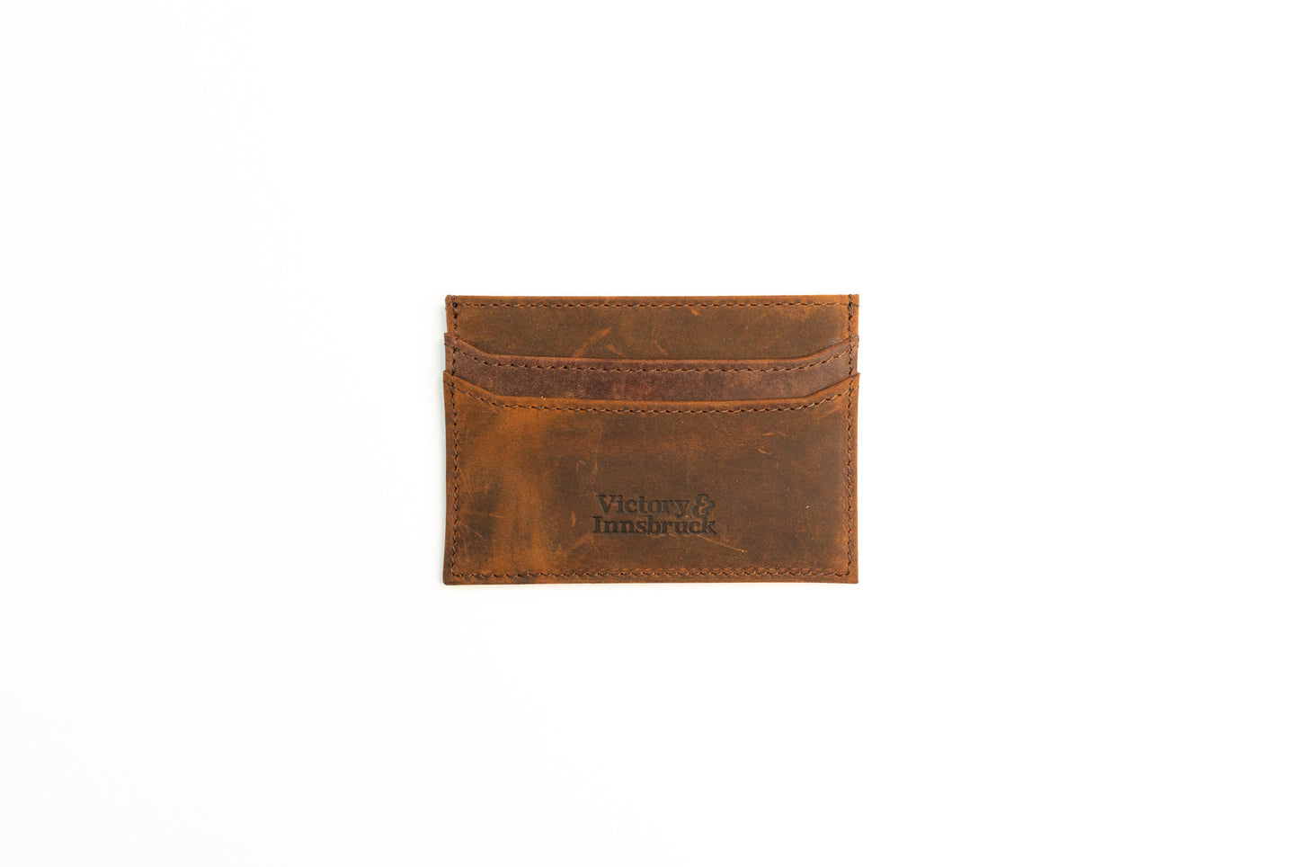 Slim Leather Card Holder Wallet | Brown / Brushed Tan