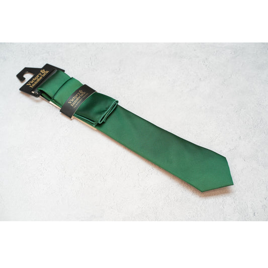 Boy's Forest Green Textured Tie & Pocket Square