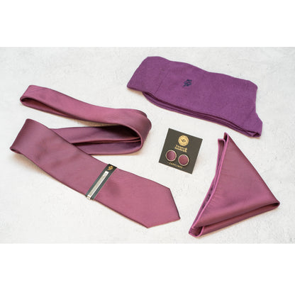 Dark Purple Textured Tie Set