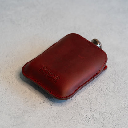 Full Grain Leather Cased Hip Flask | Full Burgundy Leather | Copper Flask