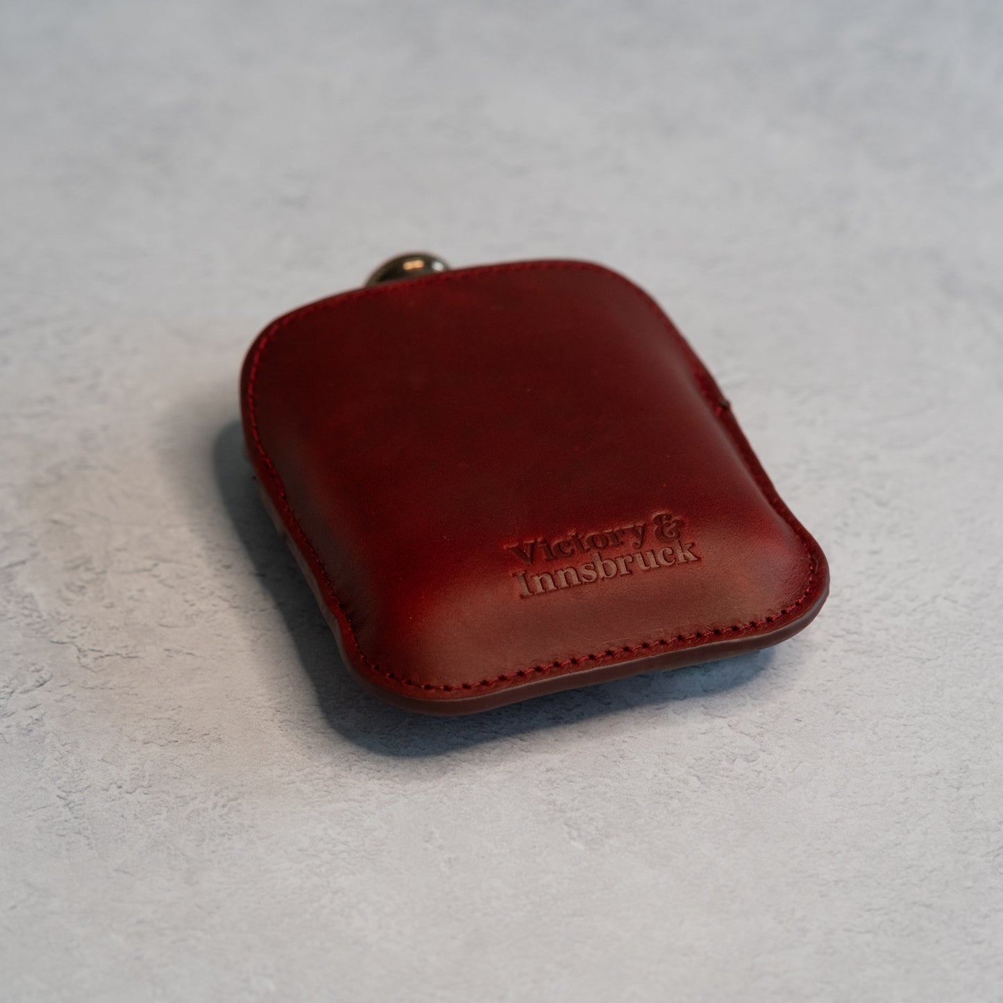 Full Grain Leather Cased Hip Flask | Full Burgundy Leather | Copper Flask