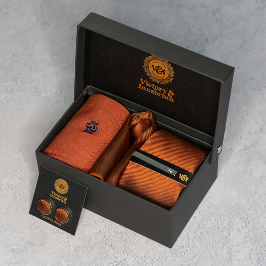 RUST TEXTURED TIE GIFT SET