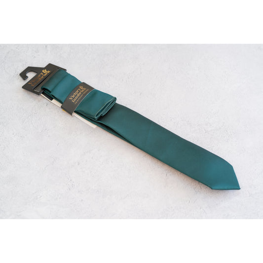 Boy's Peacock Green Textured Tie & Pocket Square