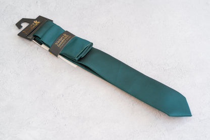 BOY'S PEACOCK GREEN TEXTURED TIE & POCKET SQUARE