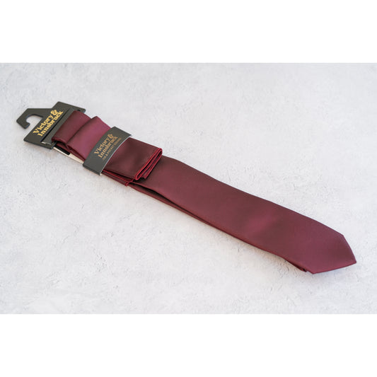 Boy's Burgundy Red Textured Tie & Pocket Square