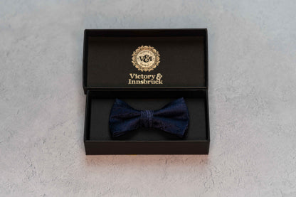 BOY'S NAVY BLUE PAISLEY BOW TIE