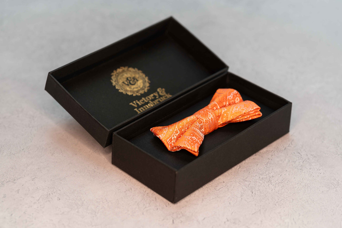 BOY'S CORAL ORANGE PAISLEY BOW TIE