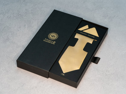 BOY'S CHAMPANGE GOLD TEXTURED TIE & POCKET SQUARE