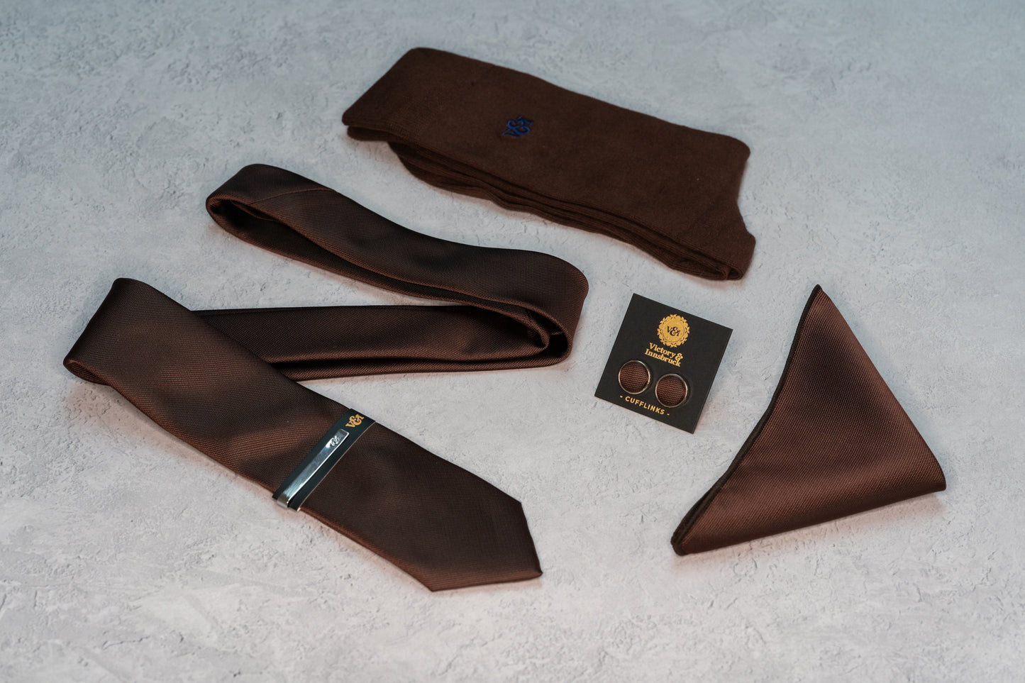 CHOCOLATE BROWN TEXTURED TIE SET