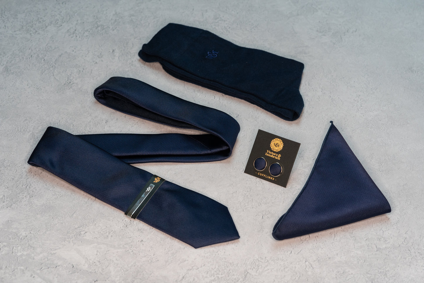 NAVY BLUE TEXTURED TIE SET