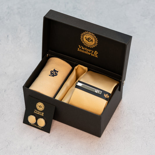 CHAMPAGNE GOLD TEXTURED TIE SET