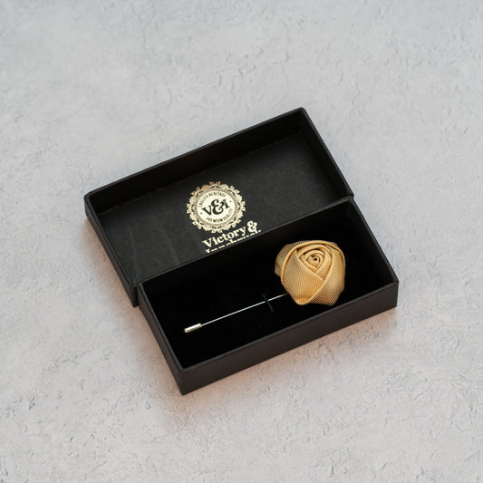 Champagne Gold Textured Floral Lapel Pin
