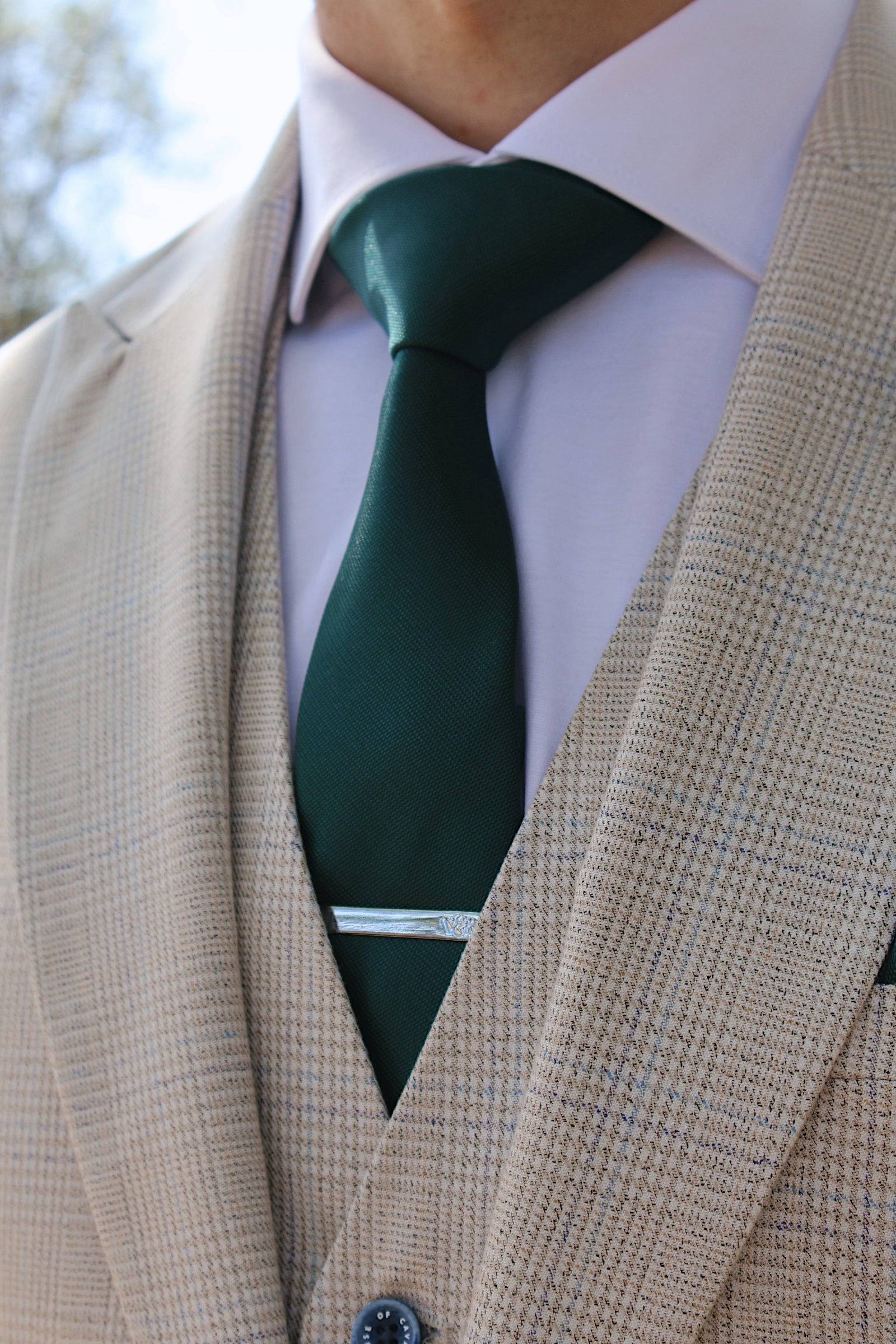 PEACOCK GREEN TEXTURED TIE SET