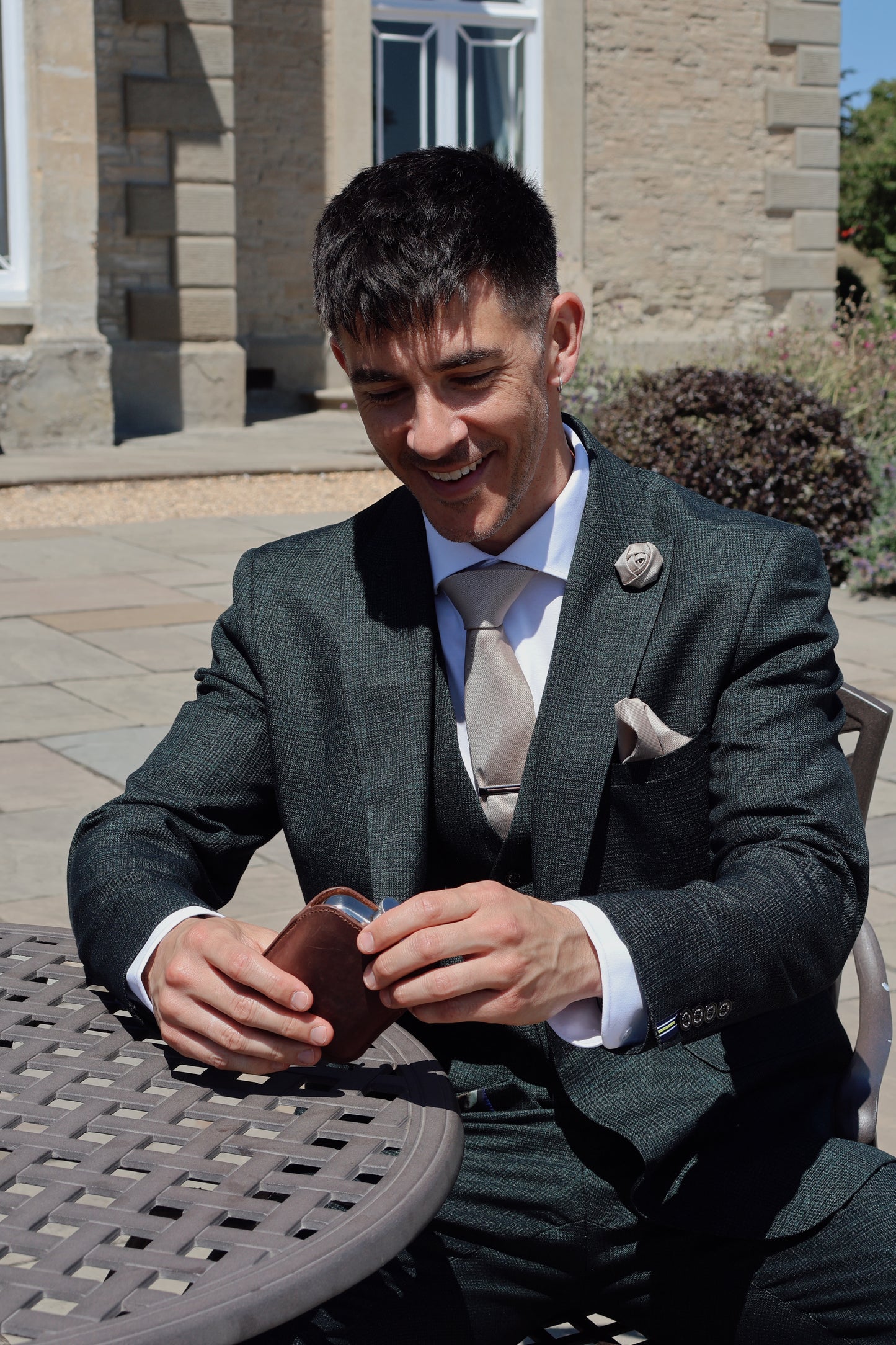 CHAMPAGNE BEIGE TEXTURED TIE SET