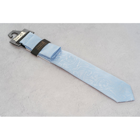 Boy's Light Blue Paisley Tie & Pocket Square