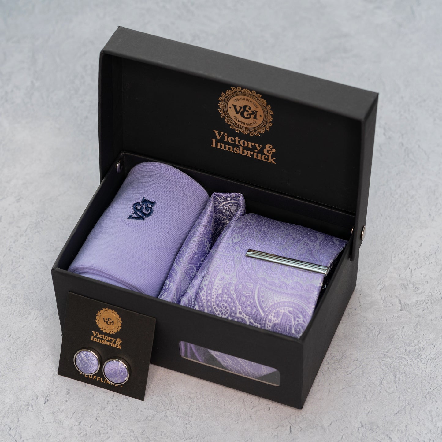 Lavender Paisley Tie Box Set