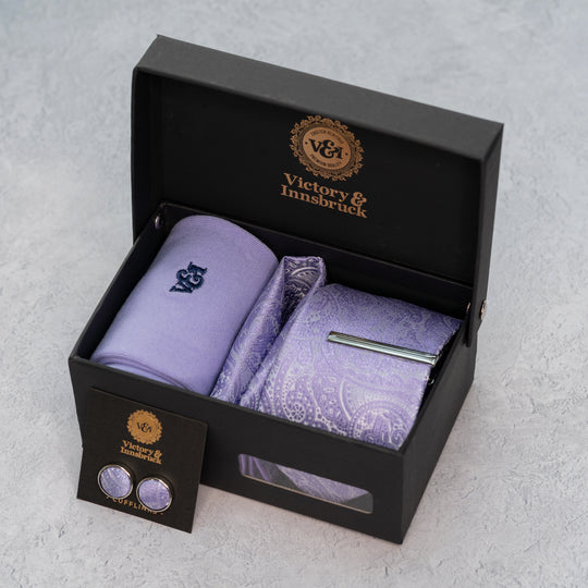 LAVENDER PAISLEY TIE SET