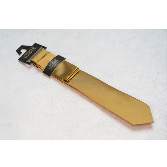 Boy's Mustard Yellow Textured Tie & Pocket Square