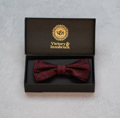 Burgundy Red Paisley Bow Tie